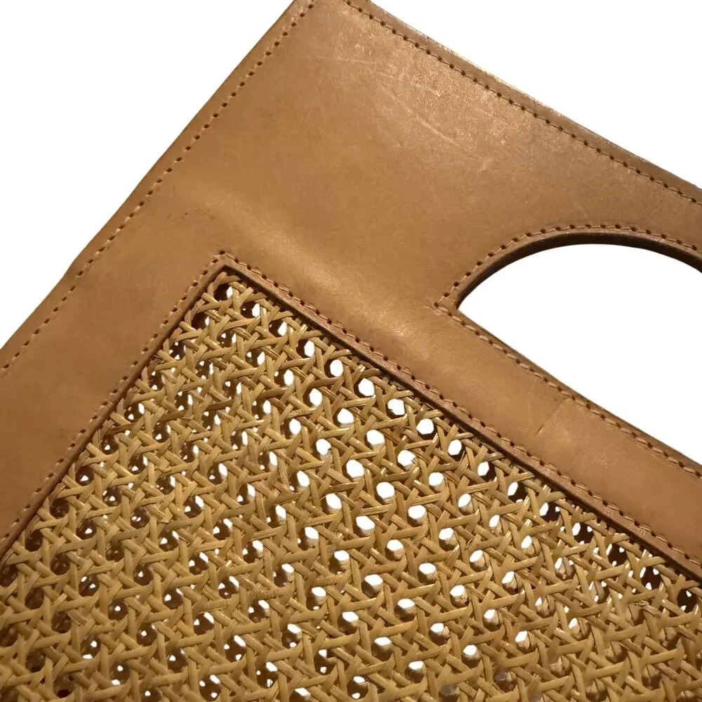 Glad & Young leather Rattan cane Clutch handbag